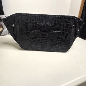 Pursfection Black Crocodile-Embossed Womens Bag Purse Organizer Pre Owned
